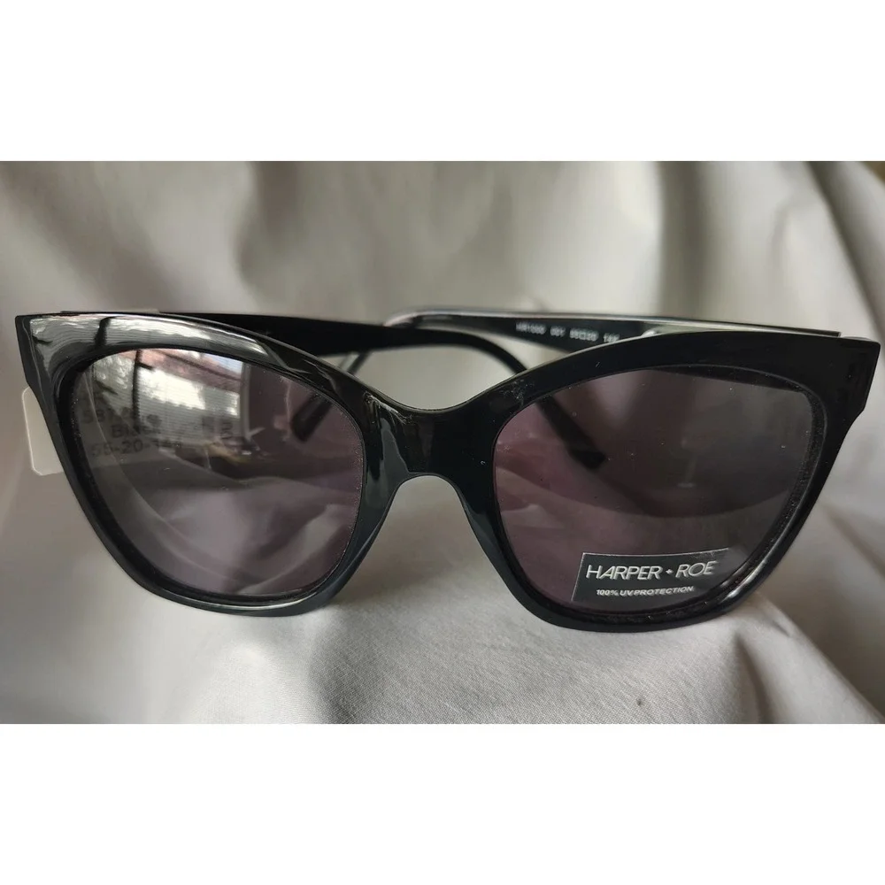 Harper Roe Womens Black Cat Eye Sunglasses Oversized Designer Style UV400 NEW